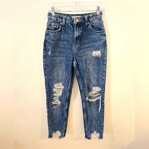 YMI Ankle Mom Fit Denim Collection Distressed Jeans 1/25